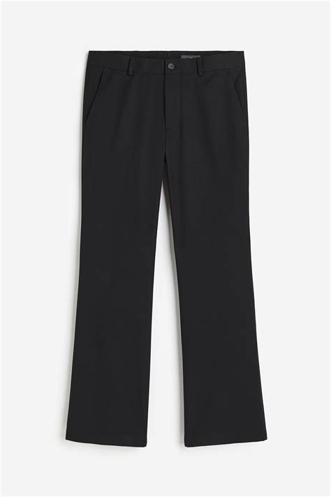 Slim Fit Flared twill trousers - Black - Men | H&M IN