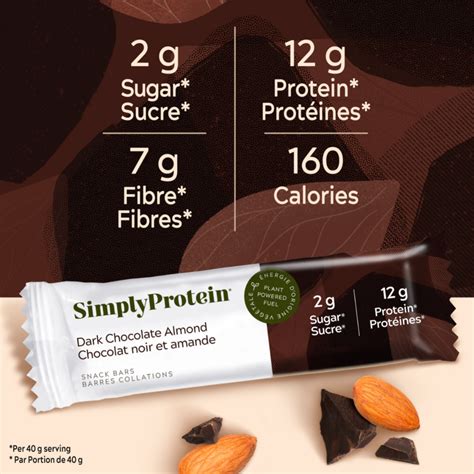 Dark Chocolate Almond Plant-Based Protein Bar - SimplyProtein®