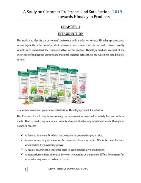 A Study on customer satisfaction himalaya products - towards Himalayan ...