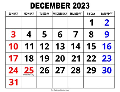 December 2023 Calendar (Free Printable) – Free Printables, Lettering ...