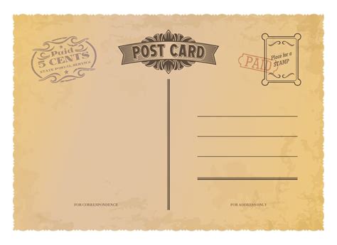 Antique postcard, retro postage stamp on vintage 22032959 Vector Art at ...