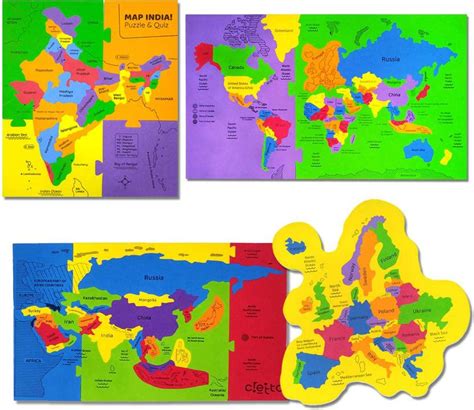 cretto World Map, Asia Map, Europe Map & India Map Puzzle Combo - World ...