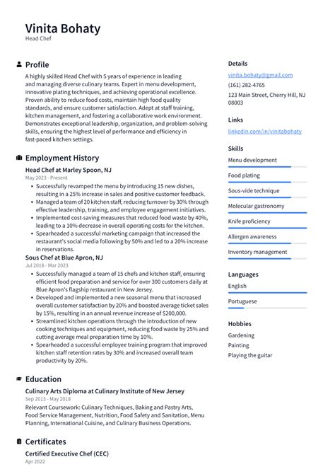Head Chef Resume Examples and Templates | ResumeCat