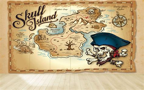 Avikalp MWZ3619 Skull Island North Direction Compass Map HD Wallpaper ...