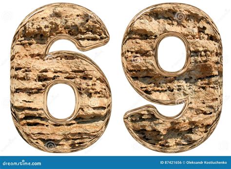 Numeral 69, Sixty Nine, on White, Natural Limestone, 3d Stock ...