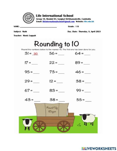 Image result for Rounding Nearest 10 Worksheet