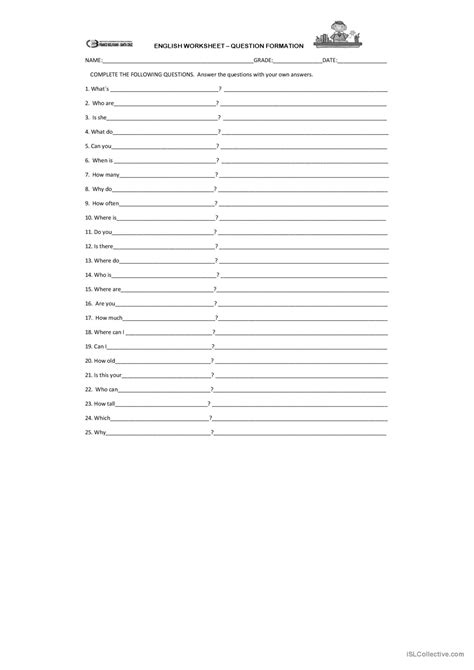 Question Formation Exercises 的图像结果