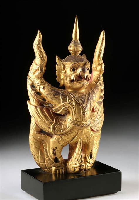 At Auction: Thai Wood Carving Garuda (Half-Man, Half-Bird Deity)