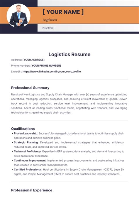 Logistics Manager Resume Template - udlvirtual.esad.edu.br