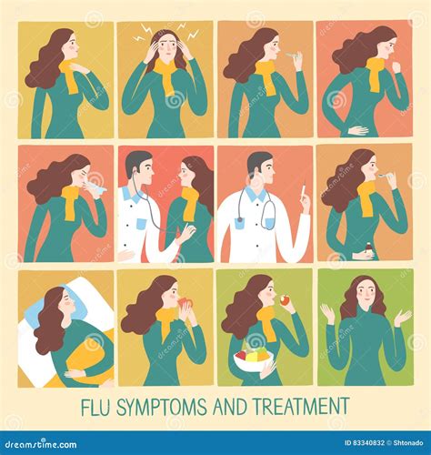 Cold And Flu Stages And Treatment Set. Royalty-Free Illustration ...