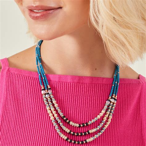 Accessorize London Women's Blue Layered Disc Necklace - Accessorize India