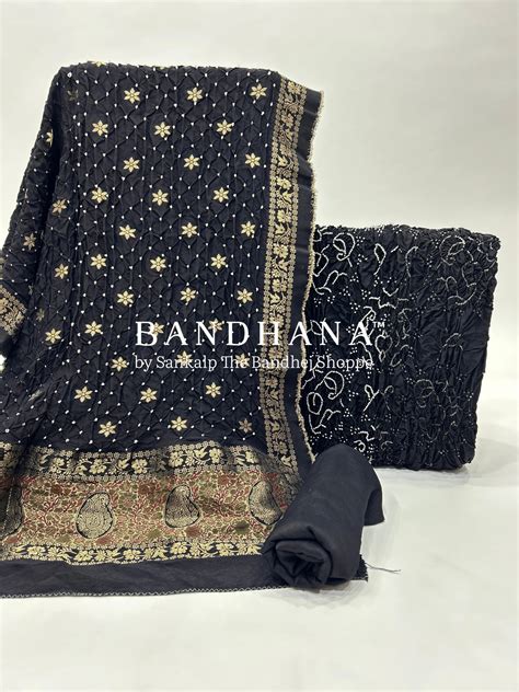 Black Dola Silk Bandhani Dress Material – Sankalp The Bandhej Shoppe
