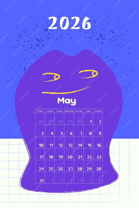 A colorful minimalist 2026 calendar featuring abstract character shapes ...