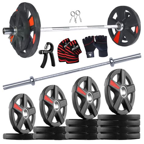 X-Cut Rubber Integrated Home Gym Set with 7ft Olympic Barbell & Premiu ...