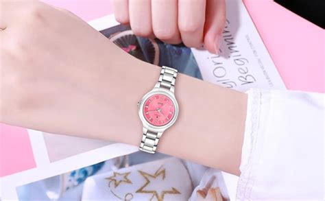 EDINARO Pink Watches For Women Round Studded Dial |Analogue Quartz ...