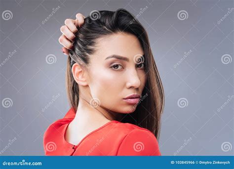 Emotional Beautiful Woman Looking Passionate while Turning Her Head ...