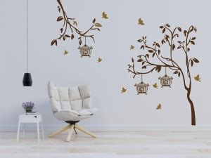sp decals 155 cm Byte Shop decorative tree leaves birds with cages ...