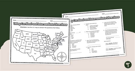 Image result for Free Printable 3rd Grade Cardinal Directions
