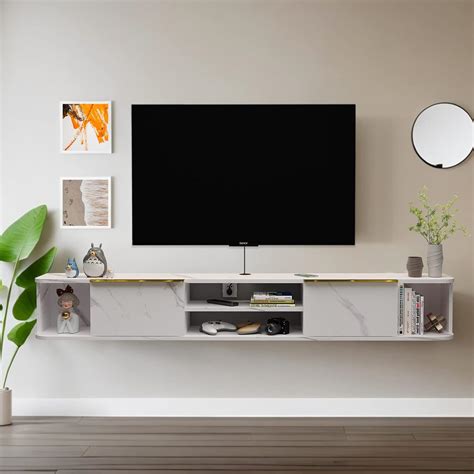 Pmnianhua Floating TV Stand with 2 Drawers, 63'' Wall Mounted Floating ...
