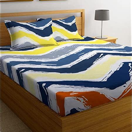 BSB HOME® 200 TC 100% Cotton Feel Bedsheet for Double Bed with Two King ...
