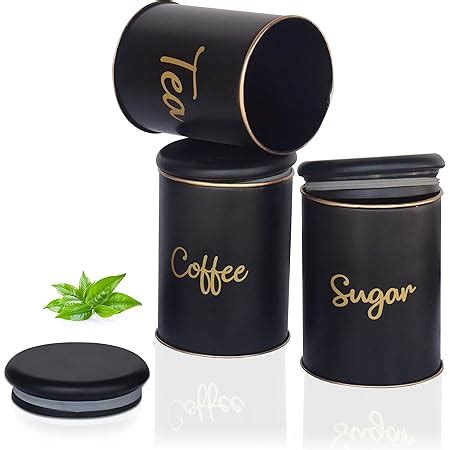 Pure Source India Metal Jar Container for Tea Coffee and Sugar ...