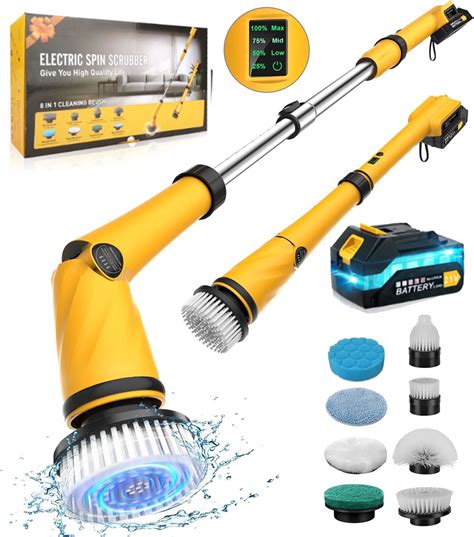 1200 RPM Battery Electric Spin Scrubber,Powerful Cordless Cleaning ...