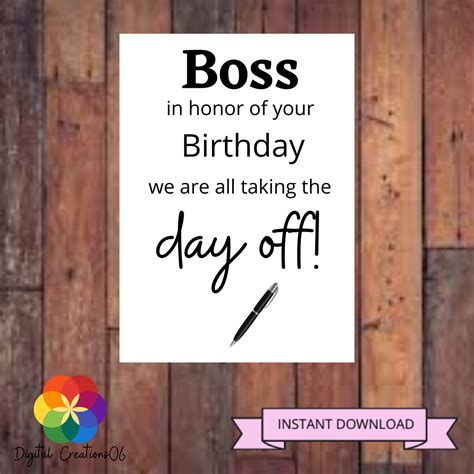 Happy Birthday Boss Card Free Printable