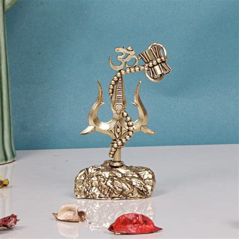 ARTVARKO Brass Shiva Shiv Bholenath Om Trishul Trident with Damru ...