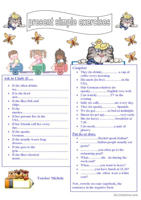 Image result for Present Simple Grammar Exercises