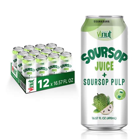 Vinut 100% Soursop Juice With Pulp (16.57 fl oz, Pack 12), No Sugar ...