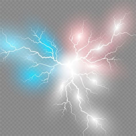 Conjunto de relâmpagos. Tempestade de trovões e relâmpagos. Efeitos de ...