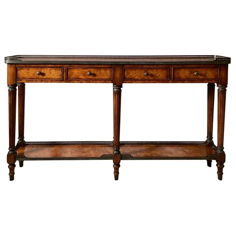 A Burled Walnut Gallery Edge Console Table by Theodore Alexander. at ...
