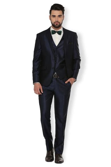 Buy Men Blue Solid Skinny Fit Party Three Piece Suit Online - 357950 ...