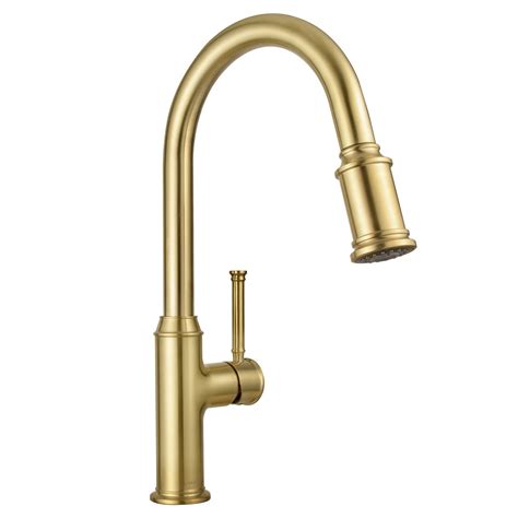 Brushed Gold Kitchen Faucet with Pull Down Sprayer, Lava Odoro Single ...
