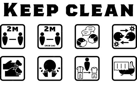 Icon illustration set of precautions for infection prevention | Premium ...