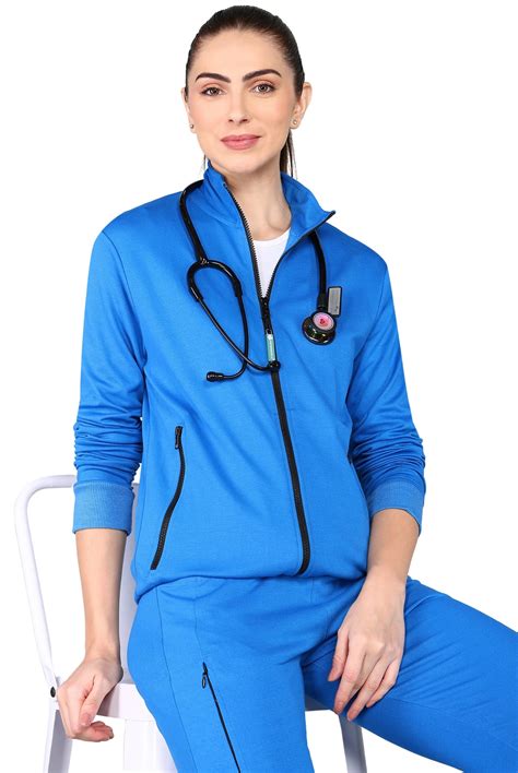 Buy Royal Blue Turtle Neck Scrub Jackets Set for Women Online – SUPERMEDIC®