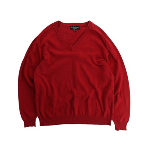 【OTSU】1990’s "YVES SAINT LAURENT" cotton v-neck knit sweater -11061- | cv