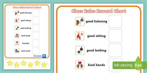 Twinkl Symbols: Class Rules Reward Chart (teacher made)
