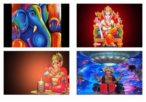 BALDAU PRINTS Ganesh Ji Combo Poster Set of 4 Posters (Gloss Laminated ...