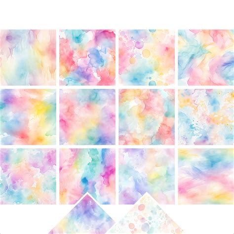12 Seamless Rainbow Watercolor Backgrounds Digital Paper Patterns for ...