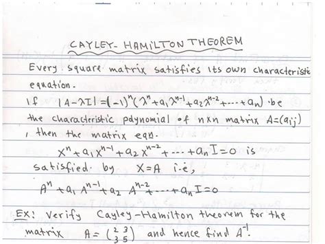 Image result for Cayley-Hamilton Theorem Applications