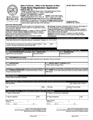 Trade Name Application - Arizona Secretary Of State - Fill and Sign ...