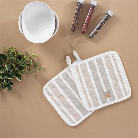 Buy MASPAR Clem Beige Striped Pot Holder Set - 20x20cm - 2Pcs from ...