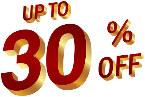30 Discount digits in gold metal, thirty percent off golden sign ...