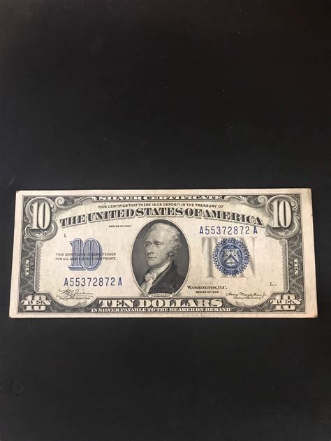 1934 10 Dollar Bill - Etsy