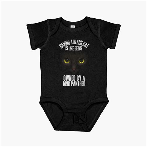 Luvly Having A Black Cat Is Like Being Owned By A Mini Panther! Short Sleeve Baby One-Piece, New ...