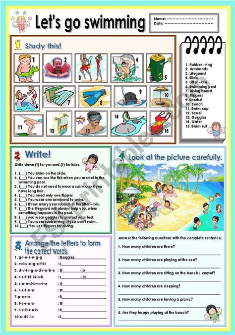 Swim Worksheet 的图像结果