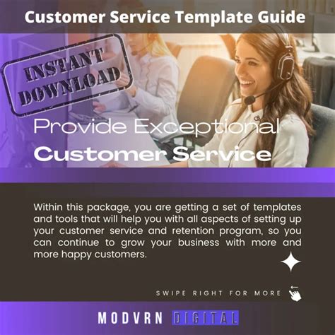 Buy CUSTOMER SERVICE TEMPLATE Guide Template, Digital Template Card ...
