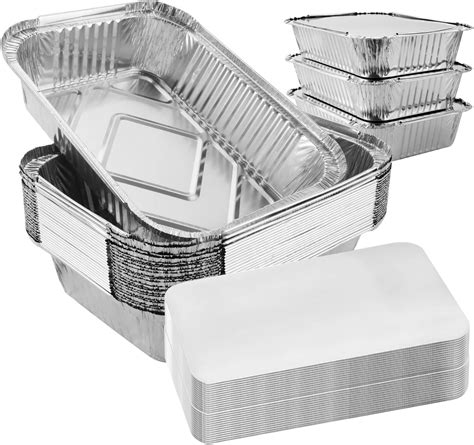 WeeGoo 60 Pack Aluminium Foil Trays with Lids, 750ml Tin Foil ...