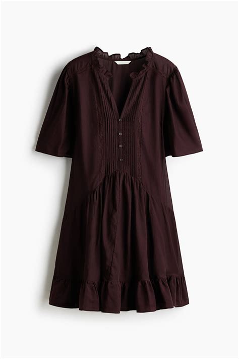 Women's Dark brown Viscose-blend tunic dress | H&M IN
